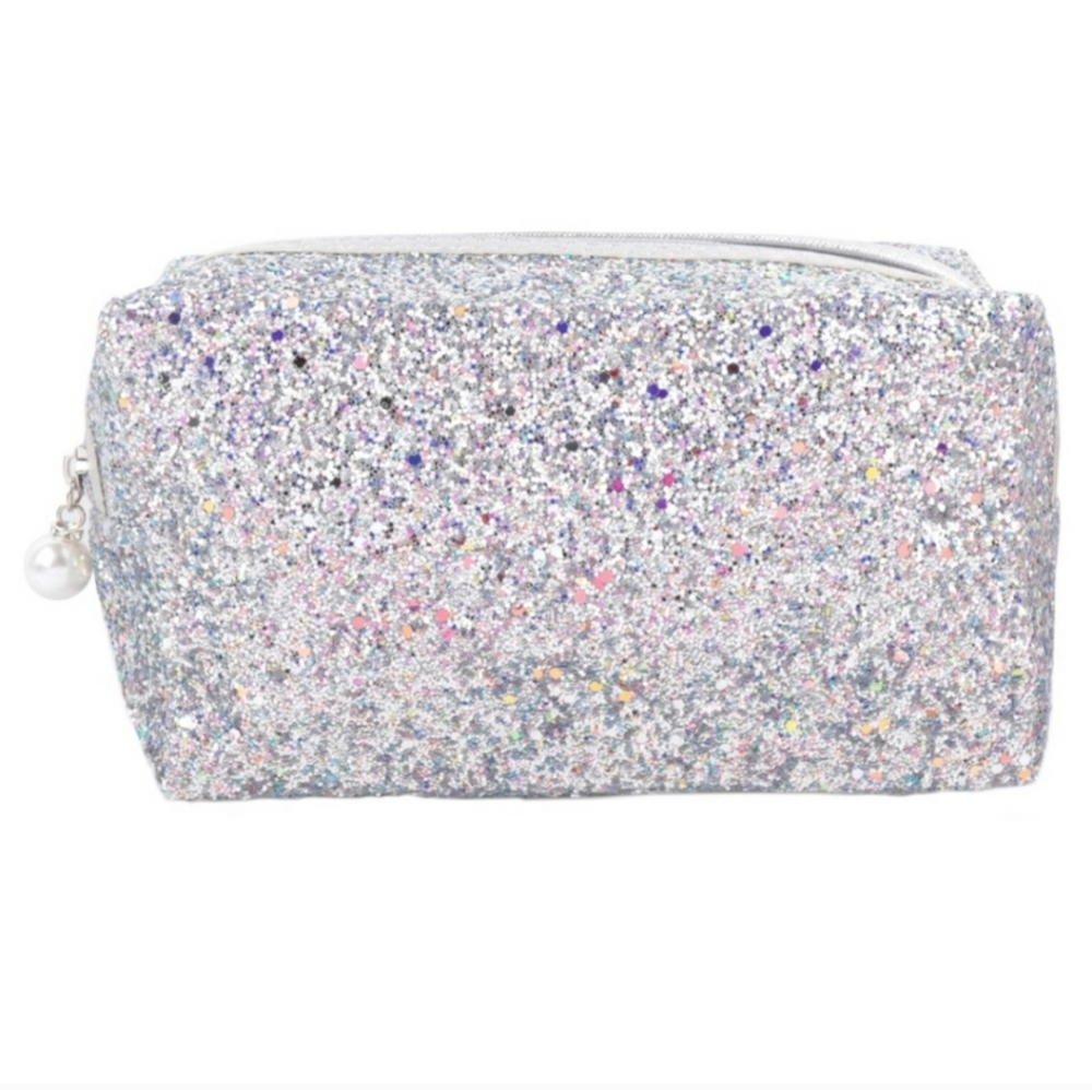 Silver Glittery Makeup Bag